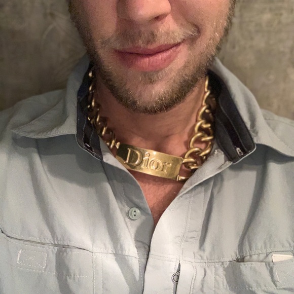 Christian Dior Chunky ID Tag Curb Necklace - Picture 2 of 2